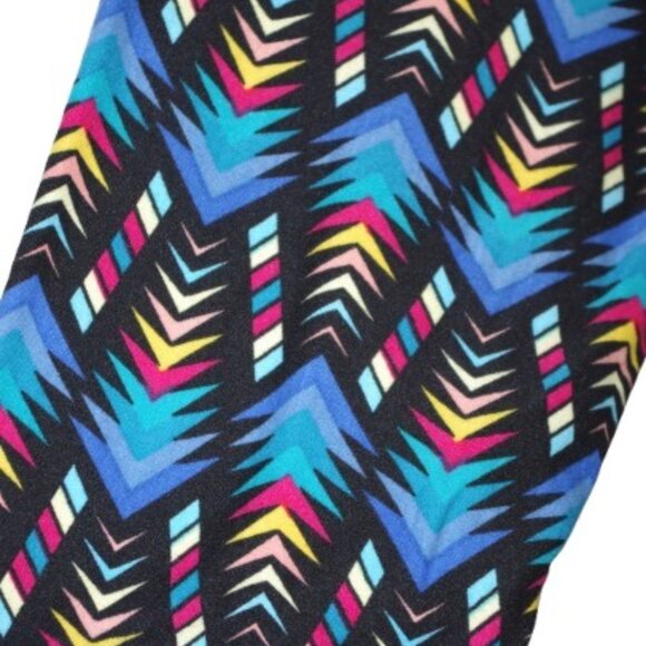 LuLaRoe Leggings OS One Size Geometric Arrows Kaleidoscope Blue Red Yellow - Picture 1 of 3